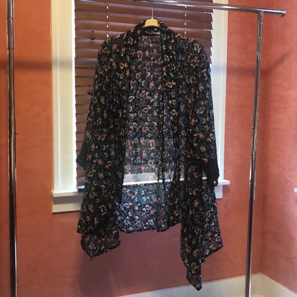 Multicolor Floral Sheer Chiffon Cover up/ Sweater